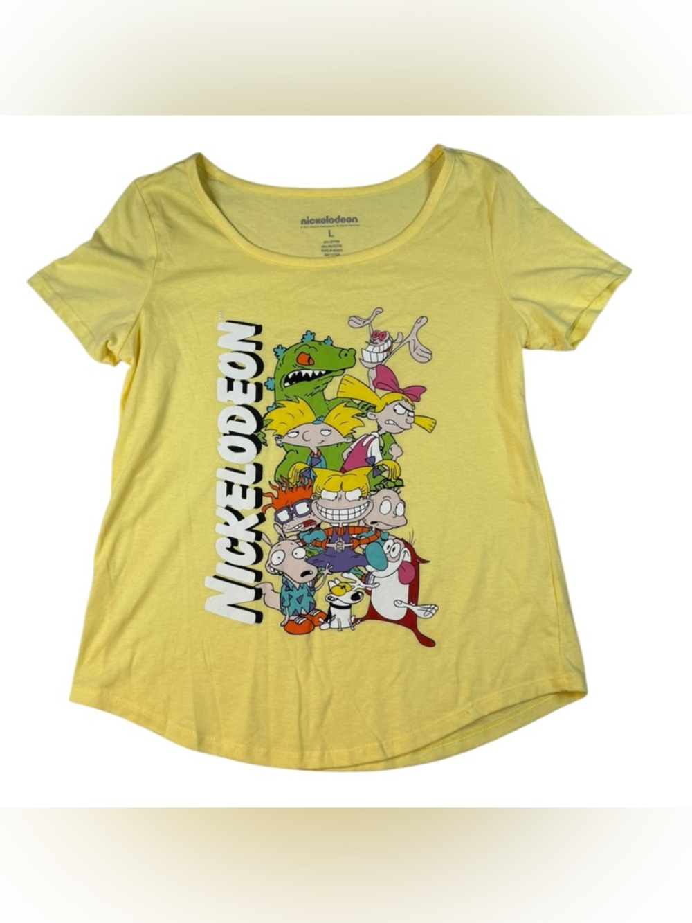 Nickelodeon Yellow Tee with Rugrats Character Stack Graphic